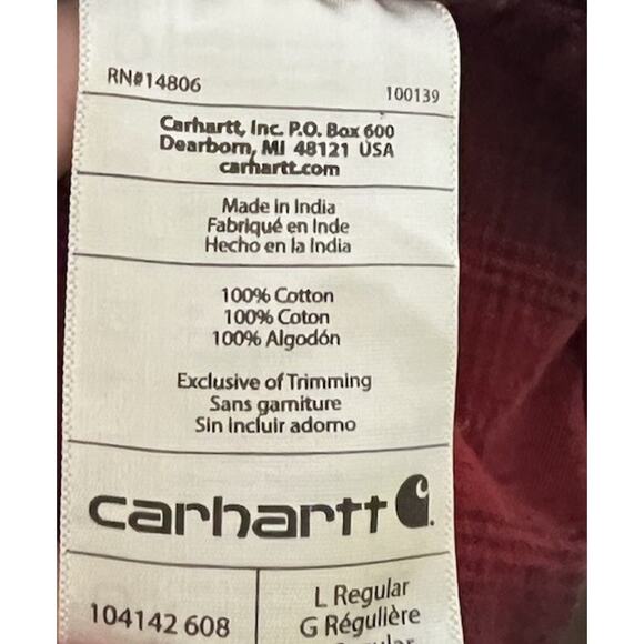 Carhartt Mens Life Guatemala Red Plaid Flannel Button Front Shirt Size Large EU - Picture 10 of 10